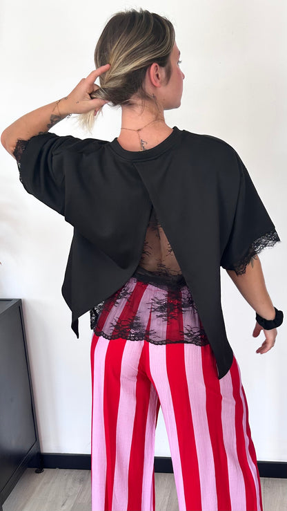 T-shirt Dentelle LIVIA – Noir