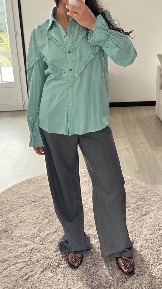 Pantalon de Tailleur Taille Haute - Gris Anthracite