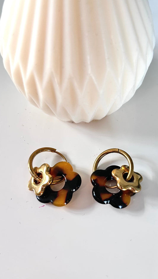 Boucles d’Oreilles BLOOM – Écaille & Doré