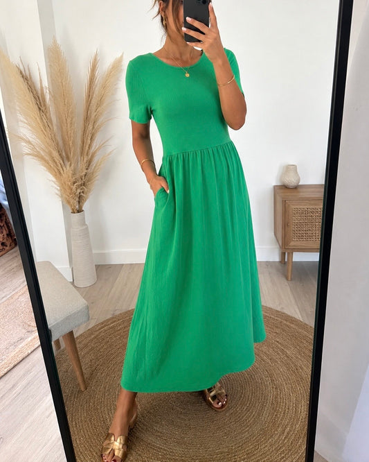 Robe Bi-Texture NORA – Vert