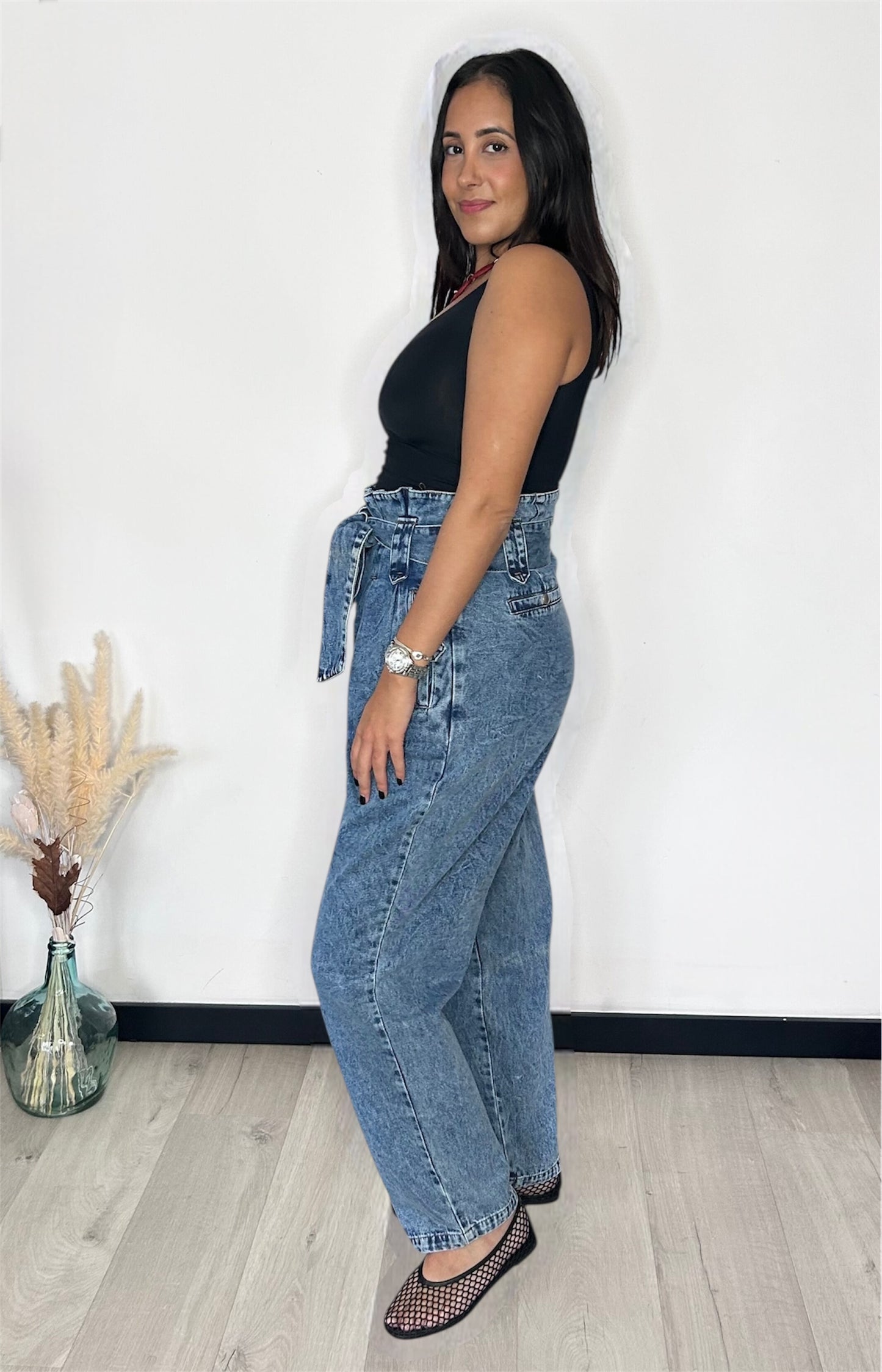 Jean taille haute noué