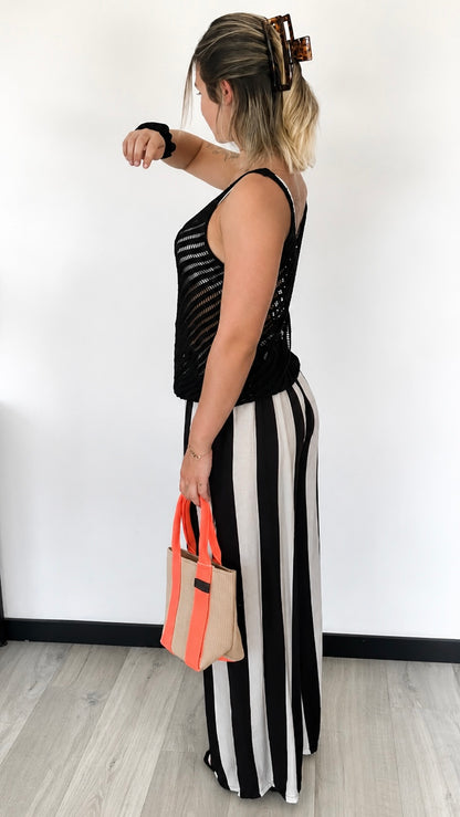 Pantalon Palazzo MAËLLE – Noir & Blanc