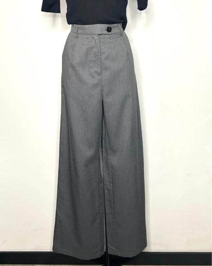 Pantalon de Tailleur Taille Haute - Gris Anthracite
