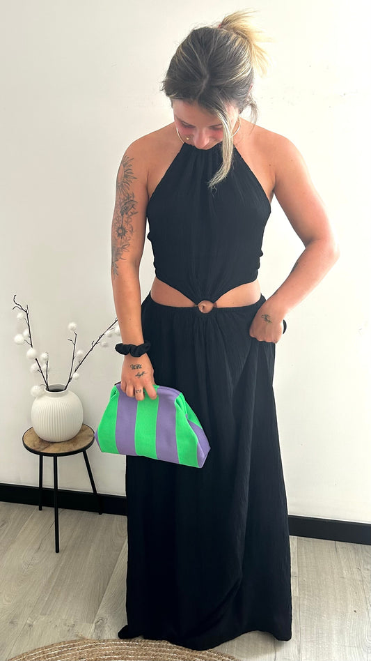 Robe Longue Dos Nu AMALIA – Noir