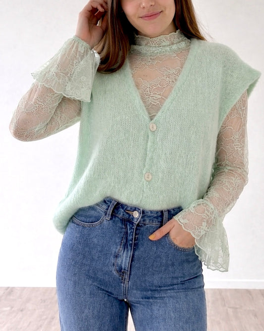 Top dentelle vert d’eau JADE