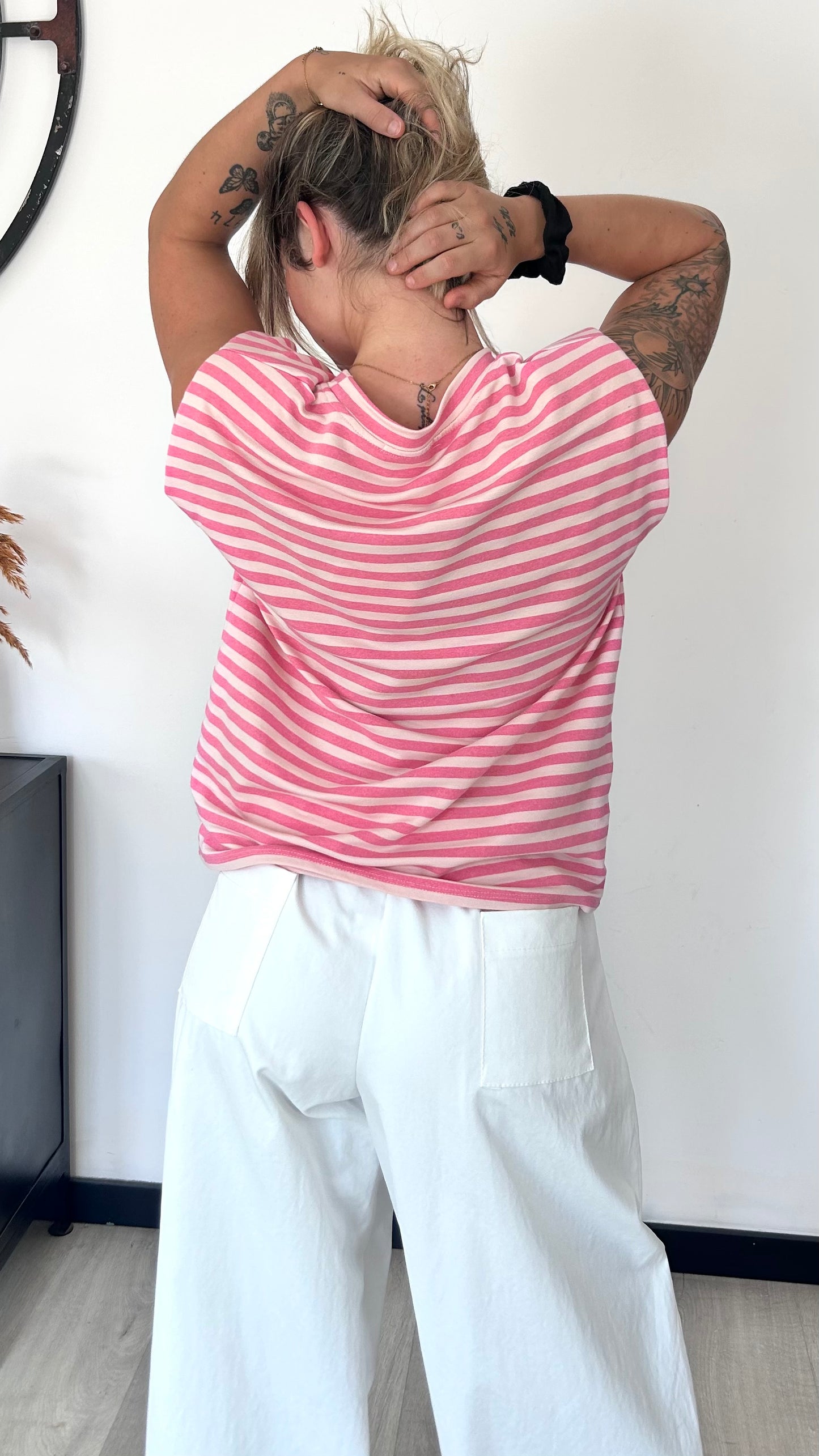 Top Marinière Épaulettes ELLA – Rose