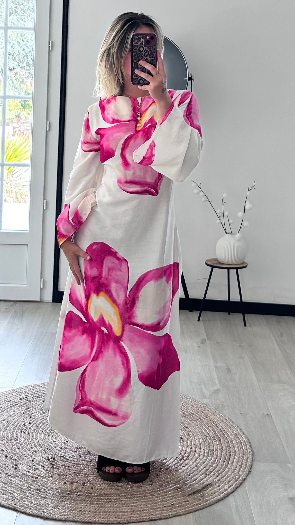 Robe longue fleurie LÉANA - Rose