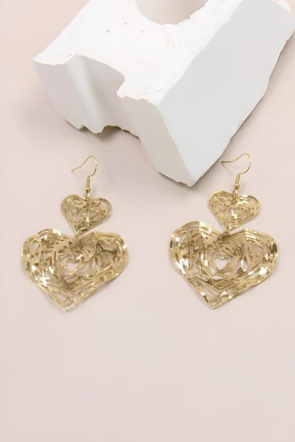 Boucles d'Oreilles Amantine - Cœurs Filigranés Dorés
