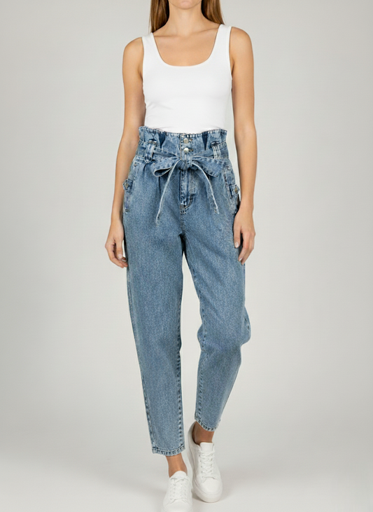 Jean taille haute noué