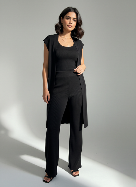 Ensemble maille côtelé