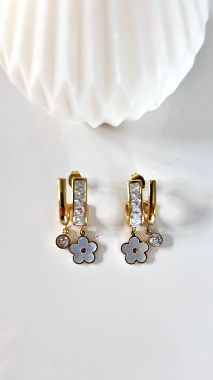 Boucles d’Oreilles LUCKY – Dorées & Nacre
