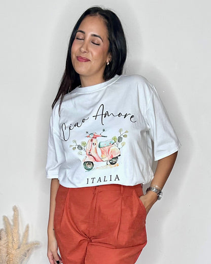 T-shirt "Ciao Amore Italia" - Blanc Intemporel