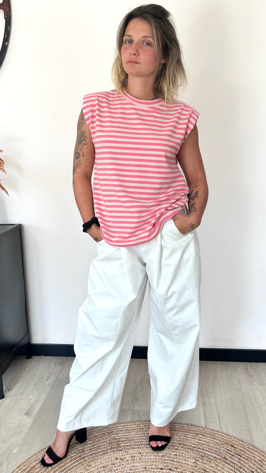 Top Marinière Épaulettes ELLA – Rose