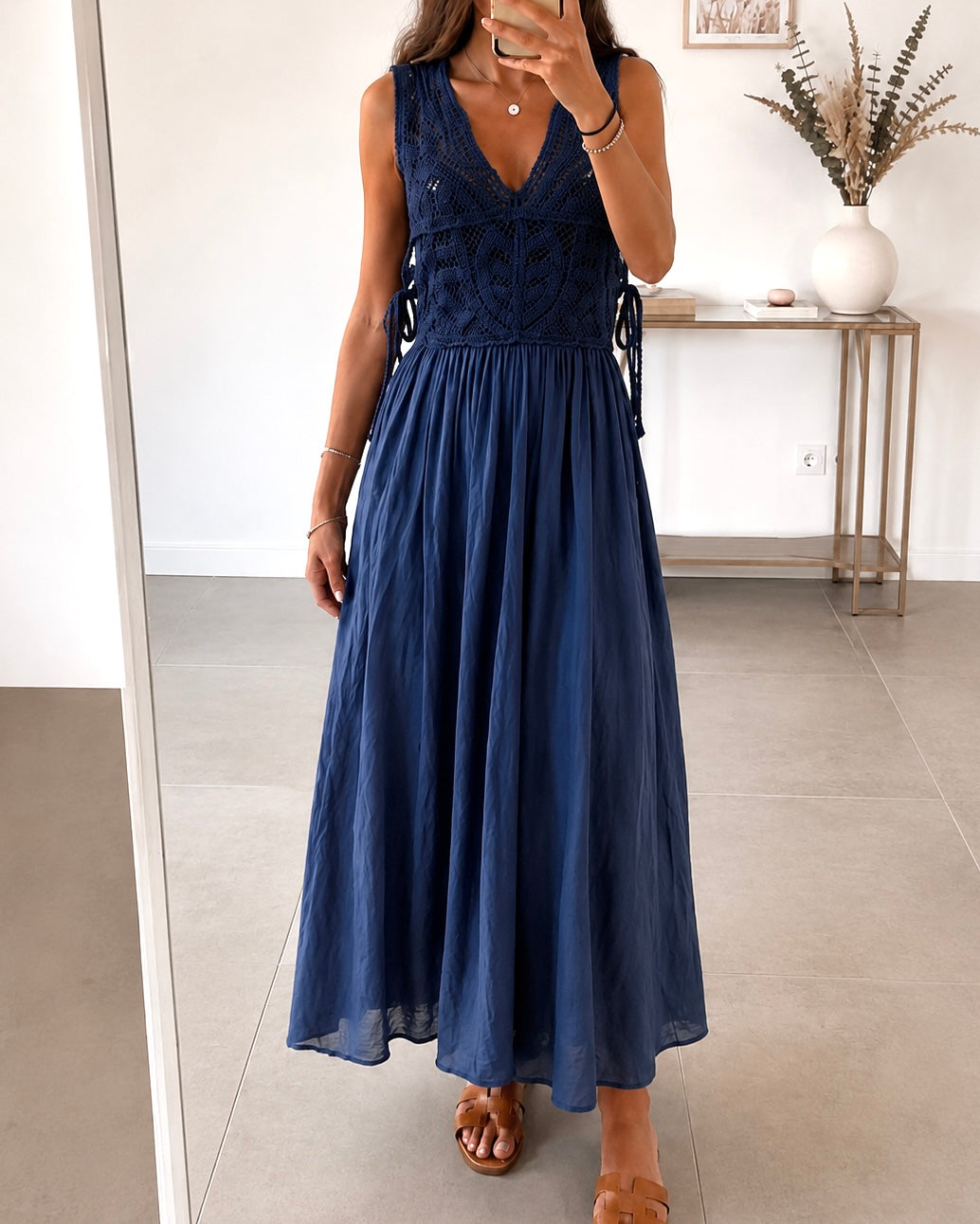 Robe Longue Crochet EDEN – Bleu Marine