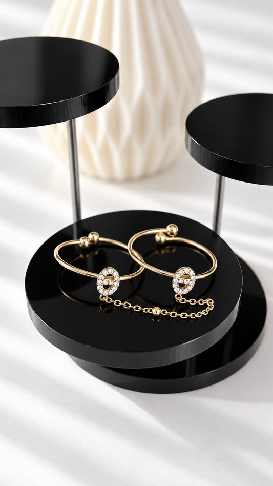 Bague Double KAÏA – Dorée Maille Marine