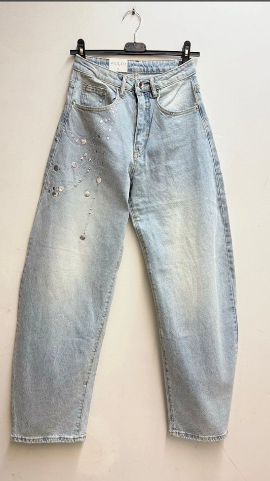 Jean barrel à clous AZÉLIE