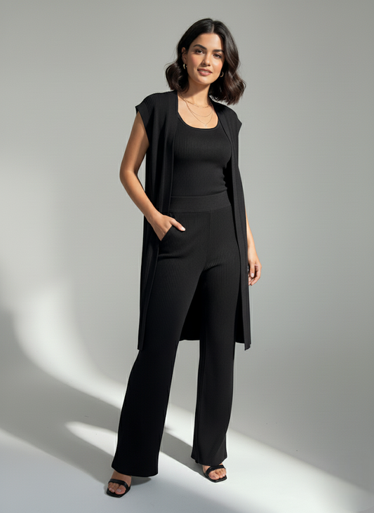 Ensemble maille côtelé