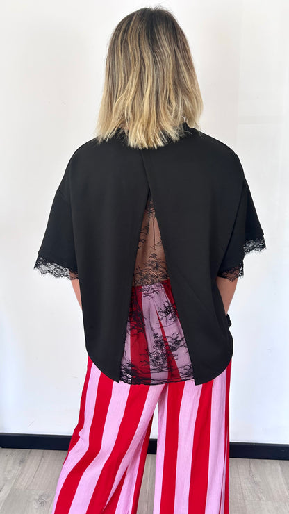 T-shirt Dentelle LIVIA – Noir