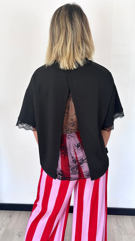 T-shirt Dentelle LIVIA – Noir