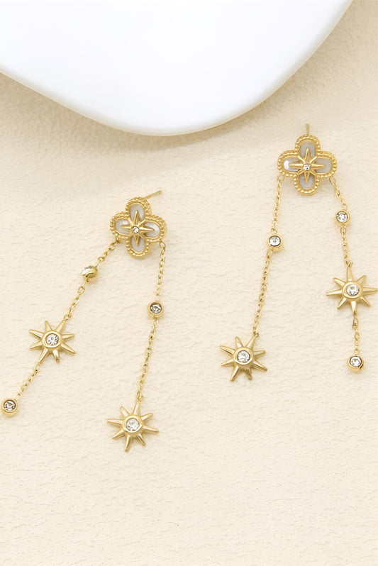 Boucles d'Oreilles Lyra - Cascade de Trèfles & Étoiles