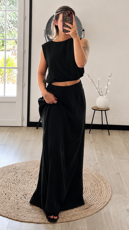 Ensemble Gaze de Coton MAËLYS – Noir