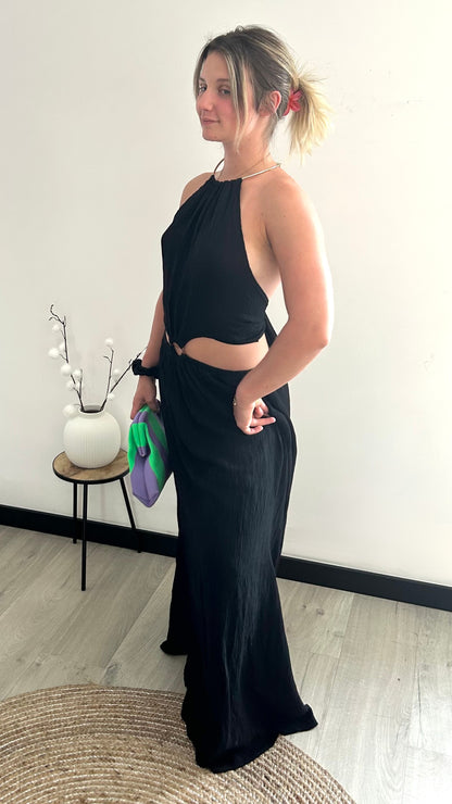 Robe Longue Dos Nu AMALIA – Noir