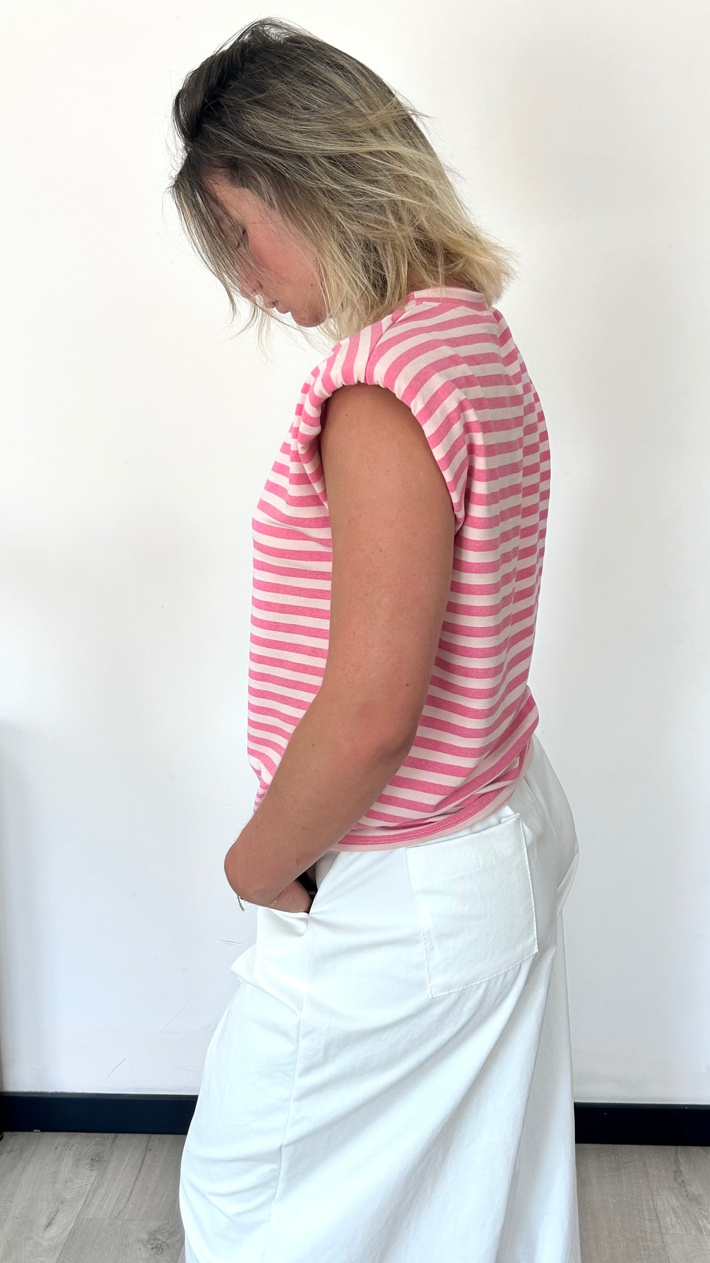 Top Marinière Épaulettes ELLA – Rose