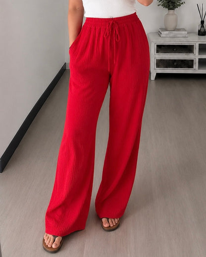 Pantalon Large Gaze de Coton DOLCE – Rouge