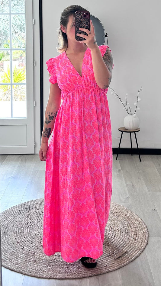 Robe Longue CAPUCINE – Rose Fuchsia