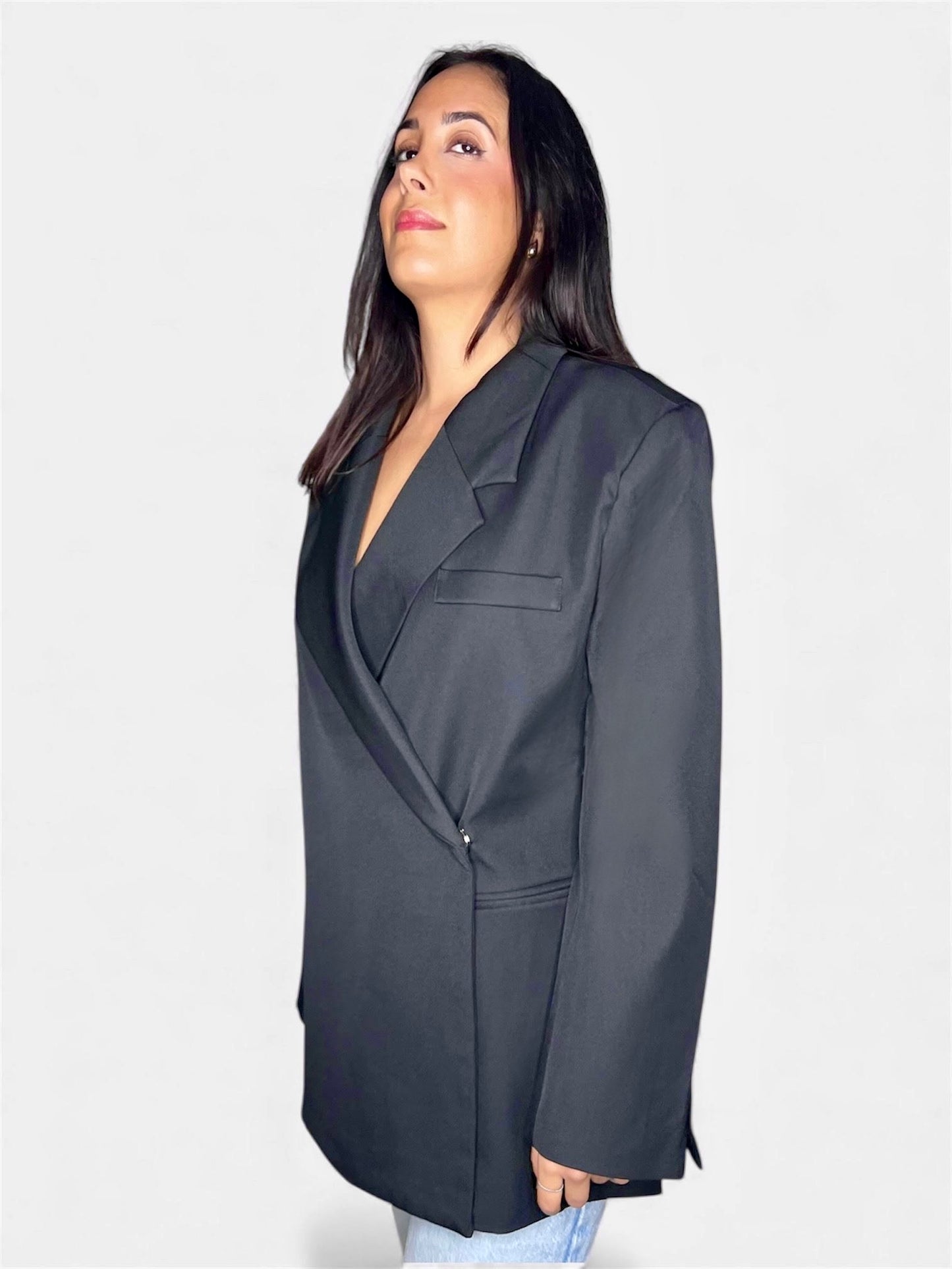 Blazer Oversize à Épaules Structurées - Noir Intemporel