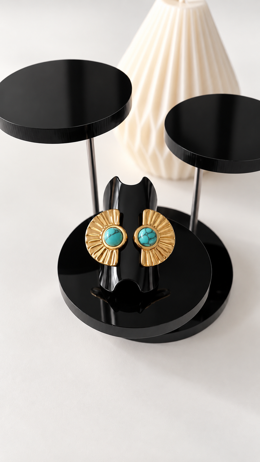 Bague SOLARIS – Dorée & Turquoise