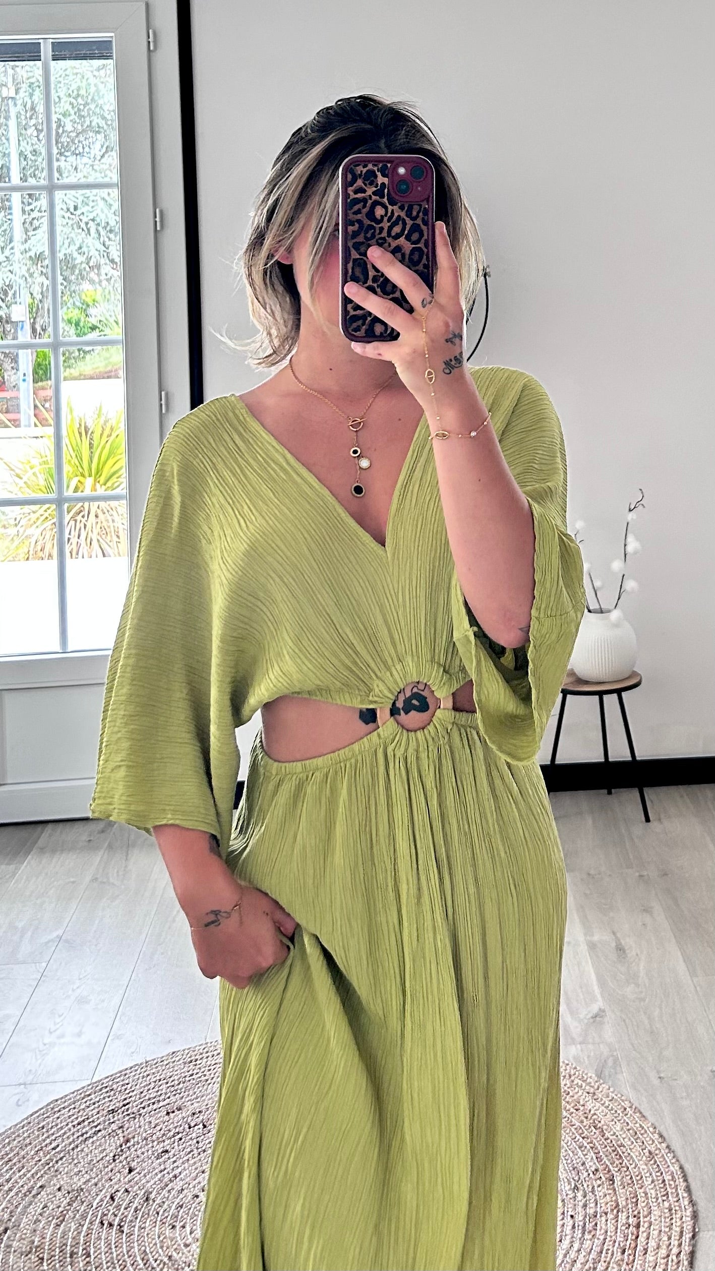 Robe Longue ÉLIA – Vert olive clair