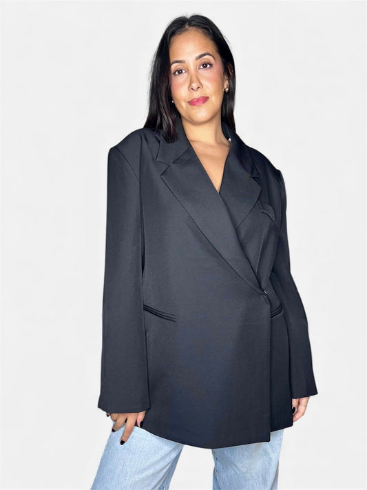 Blazer Oversize à Épaules Structurées - Noir Intemporel