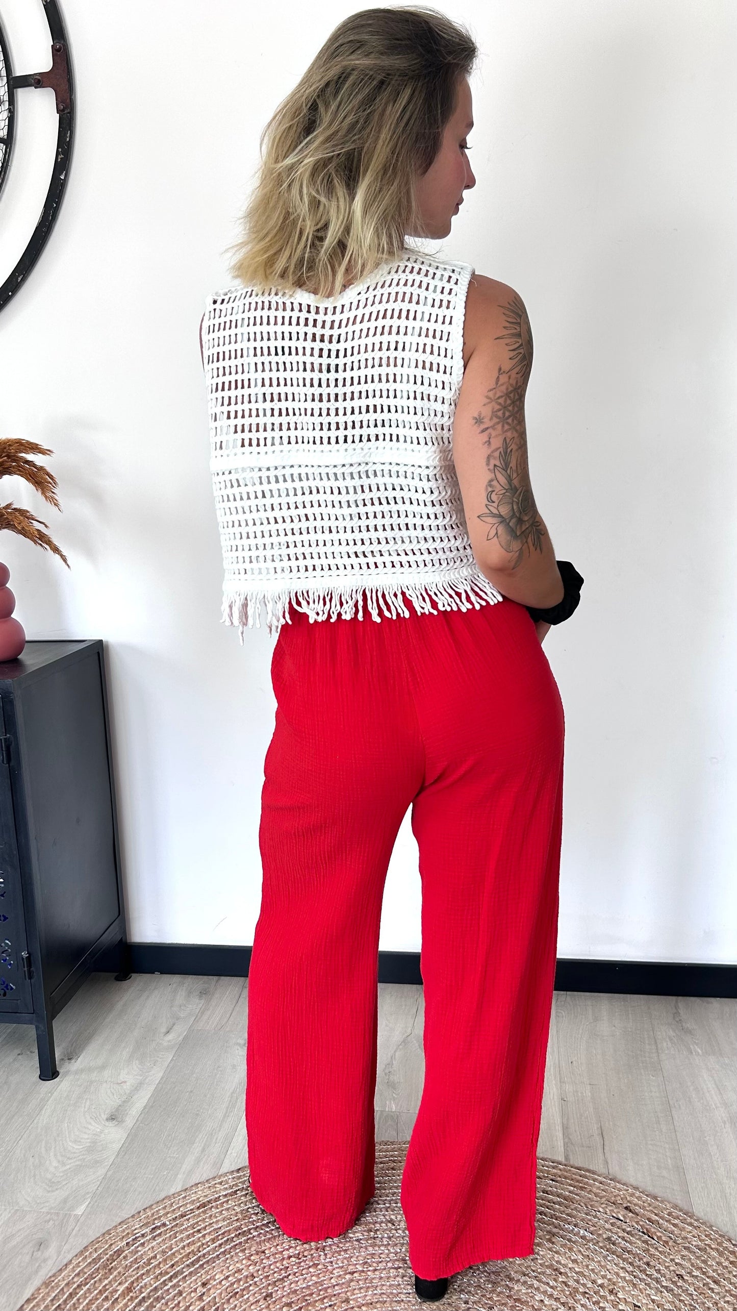 Pantalon Large Gaze de Coton DOLCE – Rouge