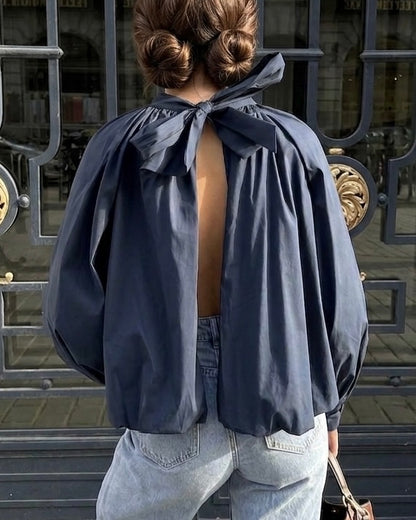 Blouse Dos Nu NINA – Bleu Marine