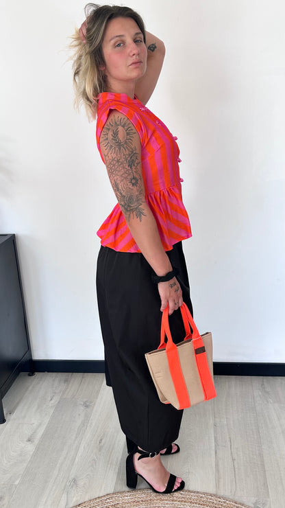 Top Sans Manches LOUISON – Rose & Orange