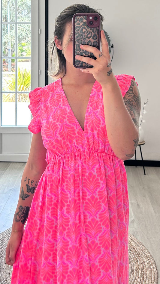Robe Longue CAPUCINE – Rose Fuchsia
