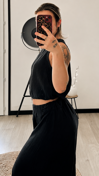 Ensemble Gaze de Coton MAËLYS – Noir