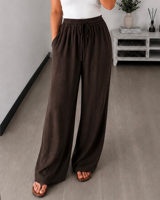 Pantalon Large Gaze de Coton DOLCE – Marron Chocolat