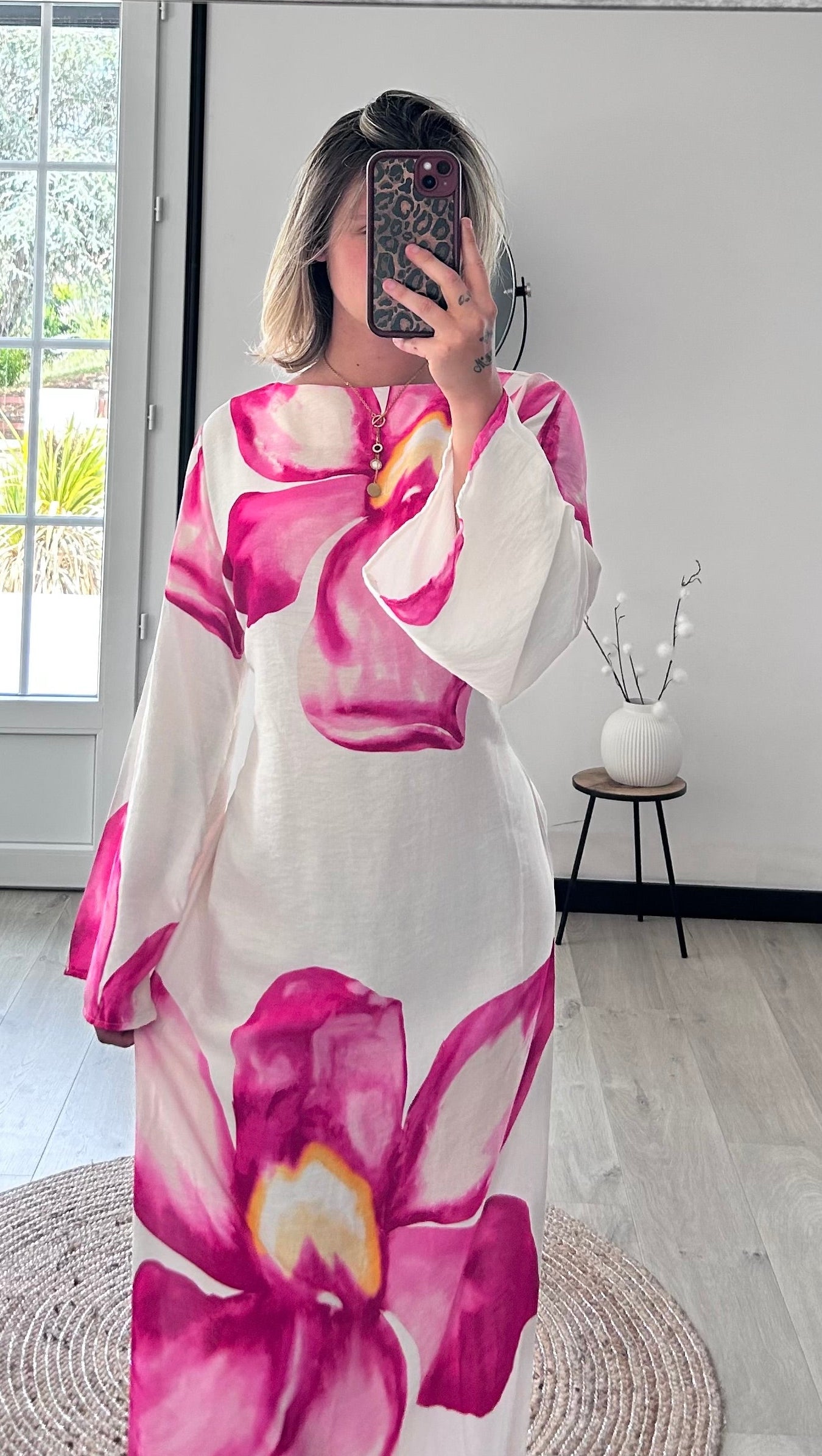 Robe longue fleurie LÉANA - Rose
