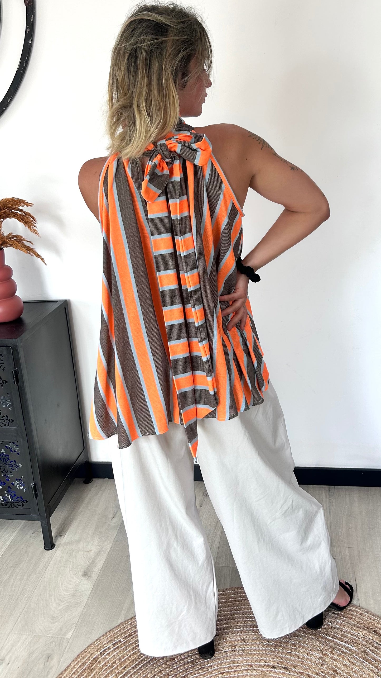 Top Dos Noué HAVA – Taupe & Orange