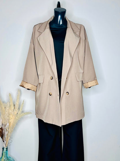 Blazer Oversize Double Boutonnage - Camel Sablé