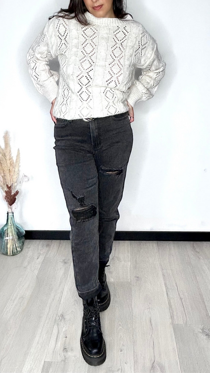Jean Noé – Mom fit noir délavé