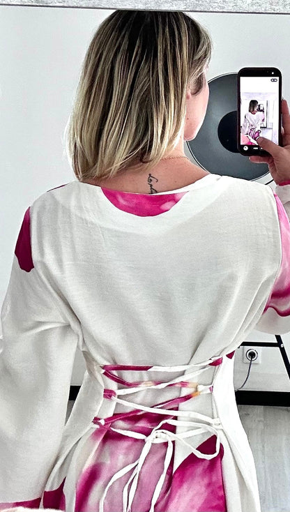 Robe longue fleurie LÉANA - Rose