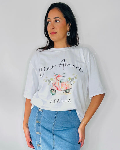 T-shirt "Ciao Amore Italia" - Blanc Intemporel