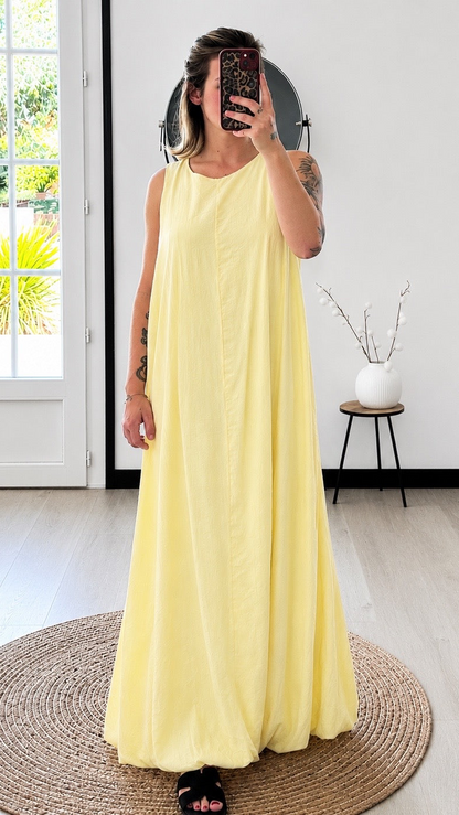 Robe Longue MONA – Jaune Pastel