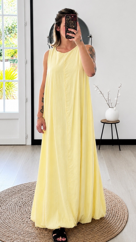 Robe Longue MONA – Jaune Pastel