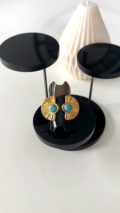 Bague SOLARIS – Dorée & Turquoise