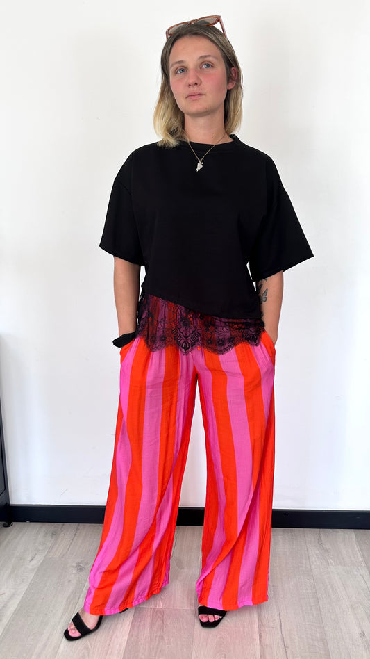 Pantalon Palazzo MAËLLE – Rose & Orange