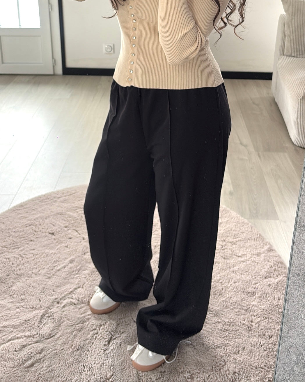 Pantalon Fluide Large - Noir Intemporel